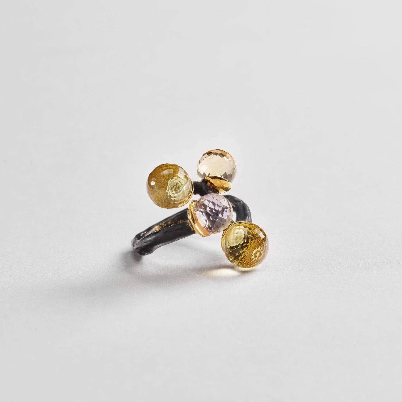 Sarai Amethyst and Citrine and Lemon Quartz Ring