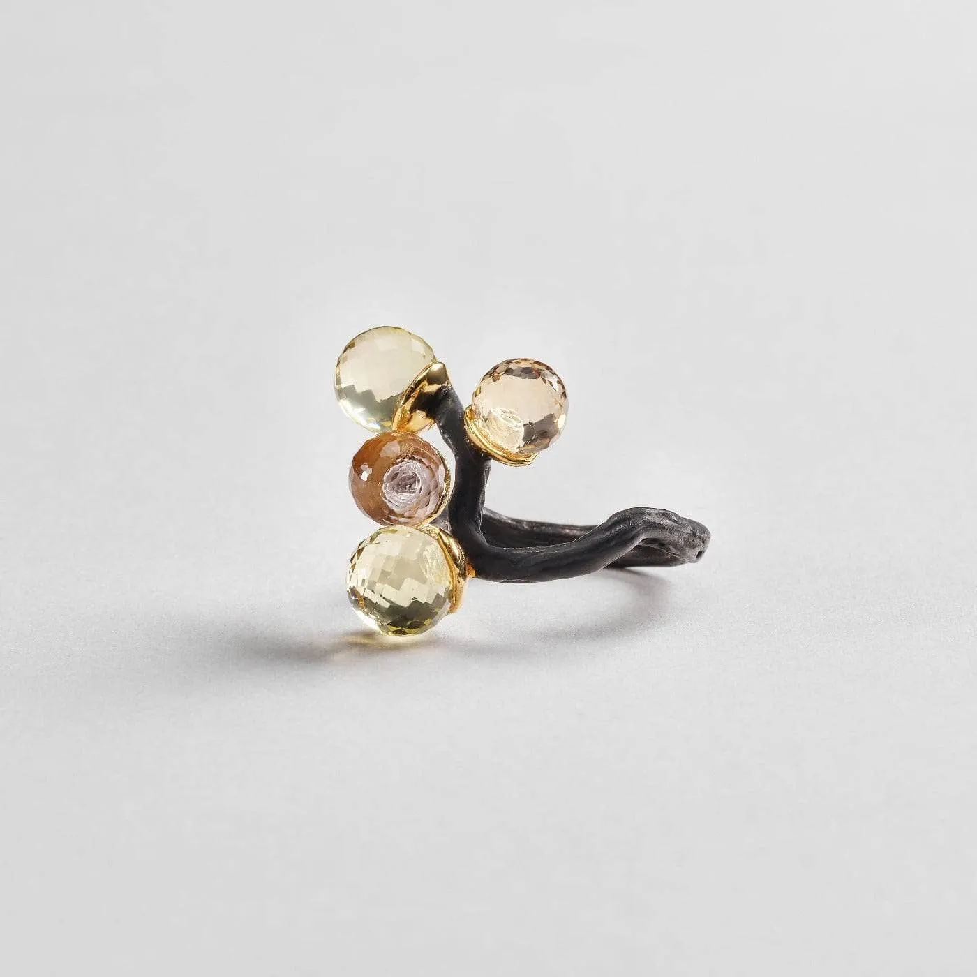 Sarai Amethyst and Citrine and Lemon Quartz Ring