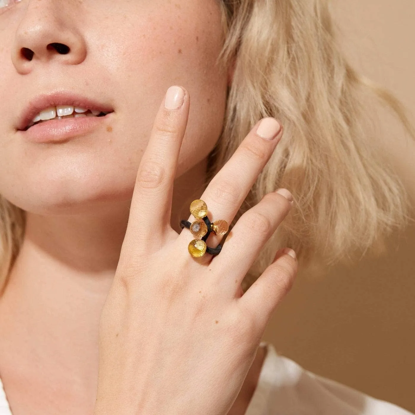 Sarai Amethyst and Citrine and Lemon Quartz Ring