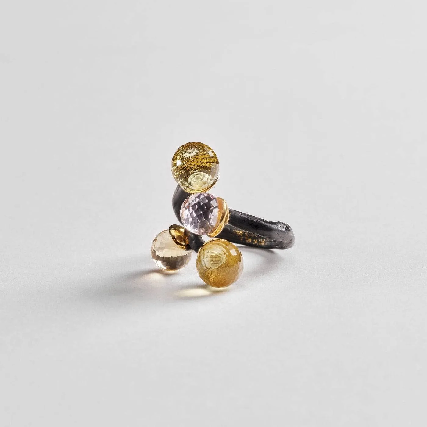 Sarai Amethyst and Citrine and Lemon Quartz Ring