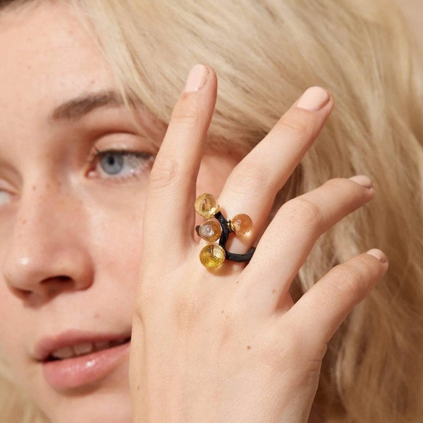 Sarai Amethyst and Citrine and Lemon Quartz Ring