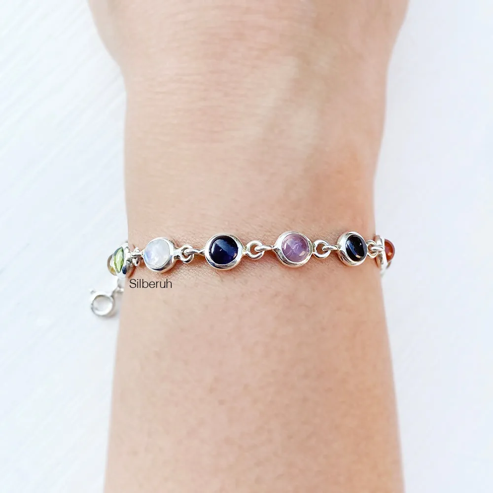 Seven Chakra Silver Bracelet