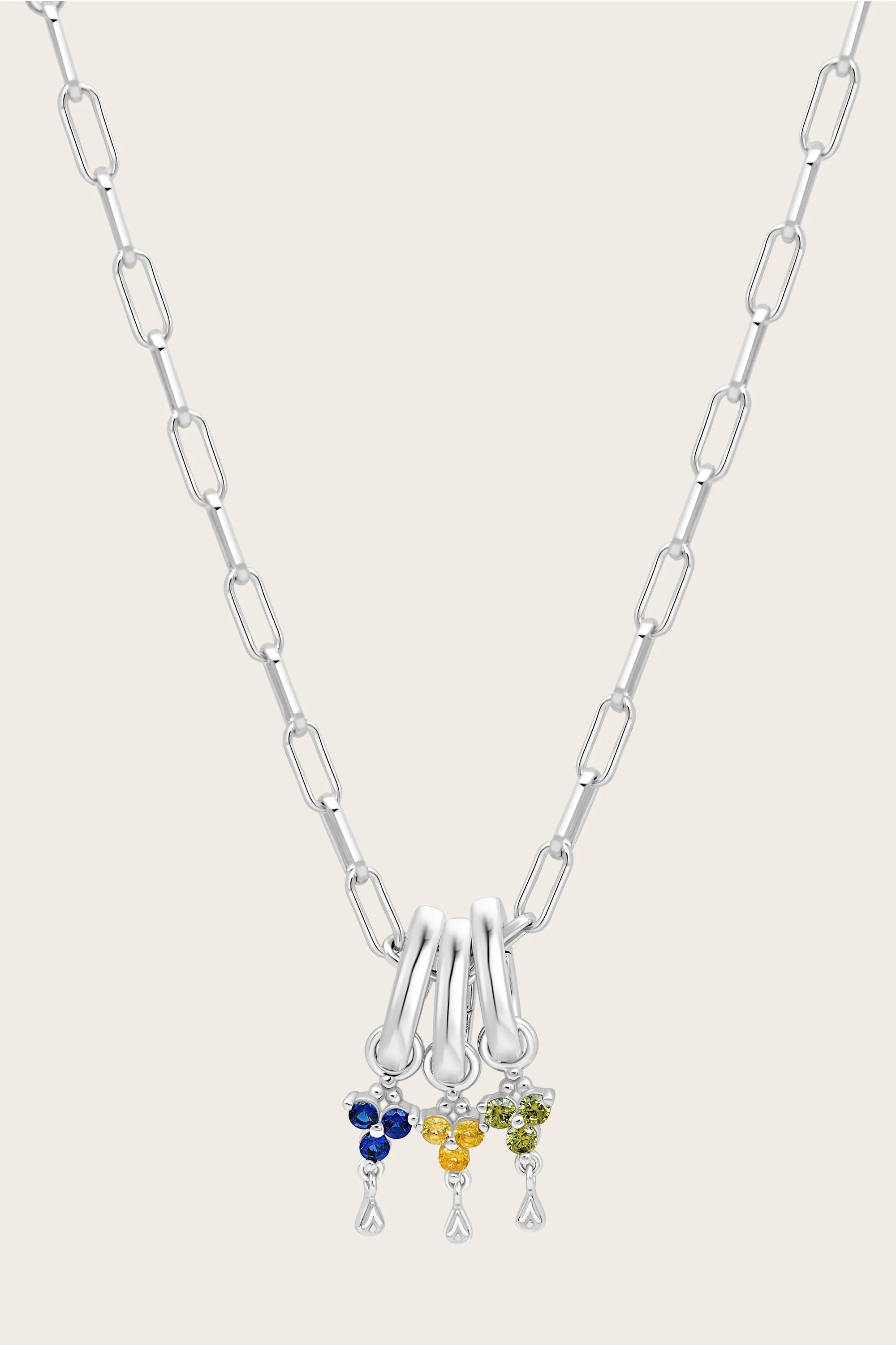 Silver Birthstone Charm - August/Peridot