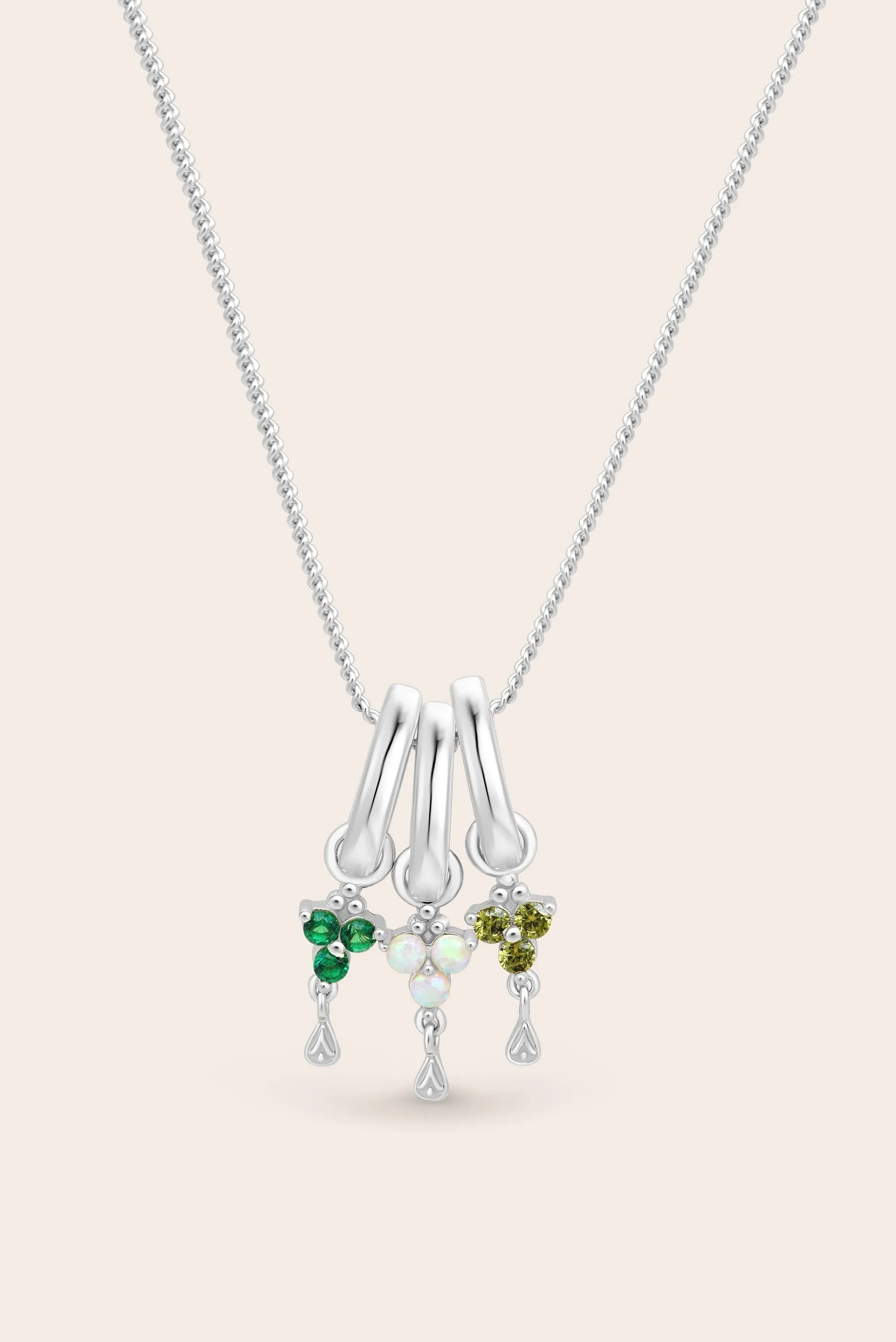 Silver Birthstone Charm - August/Peridot