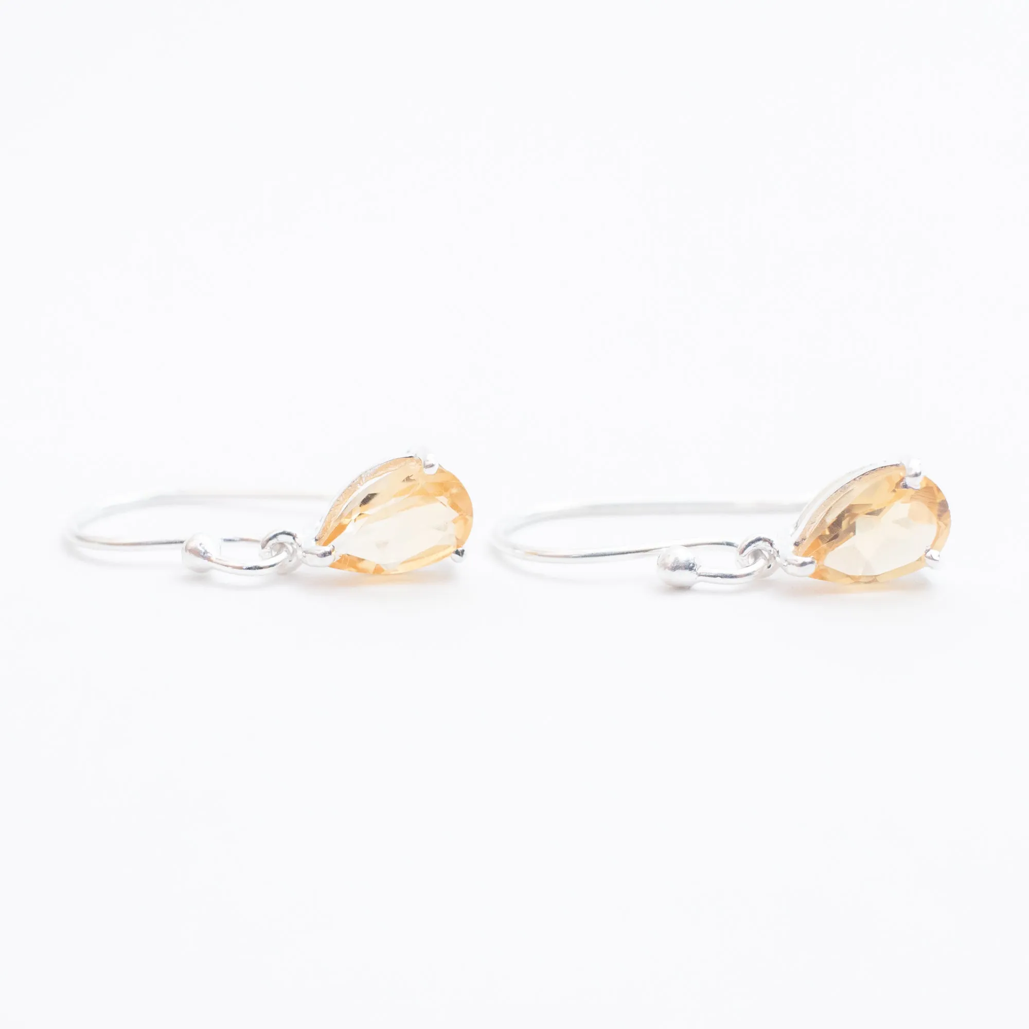 Silver Citrine Teardrop Earrings