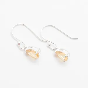Silver Citrine Teardrop Earrings
