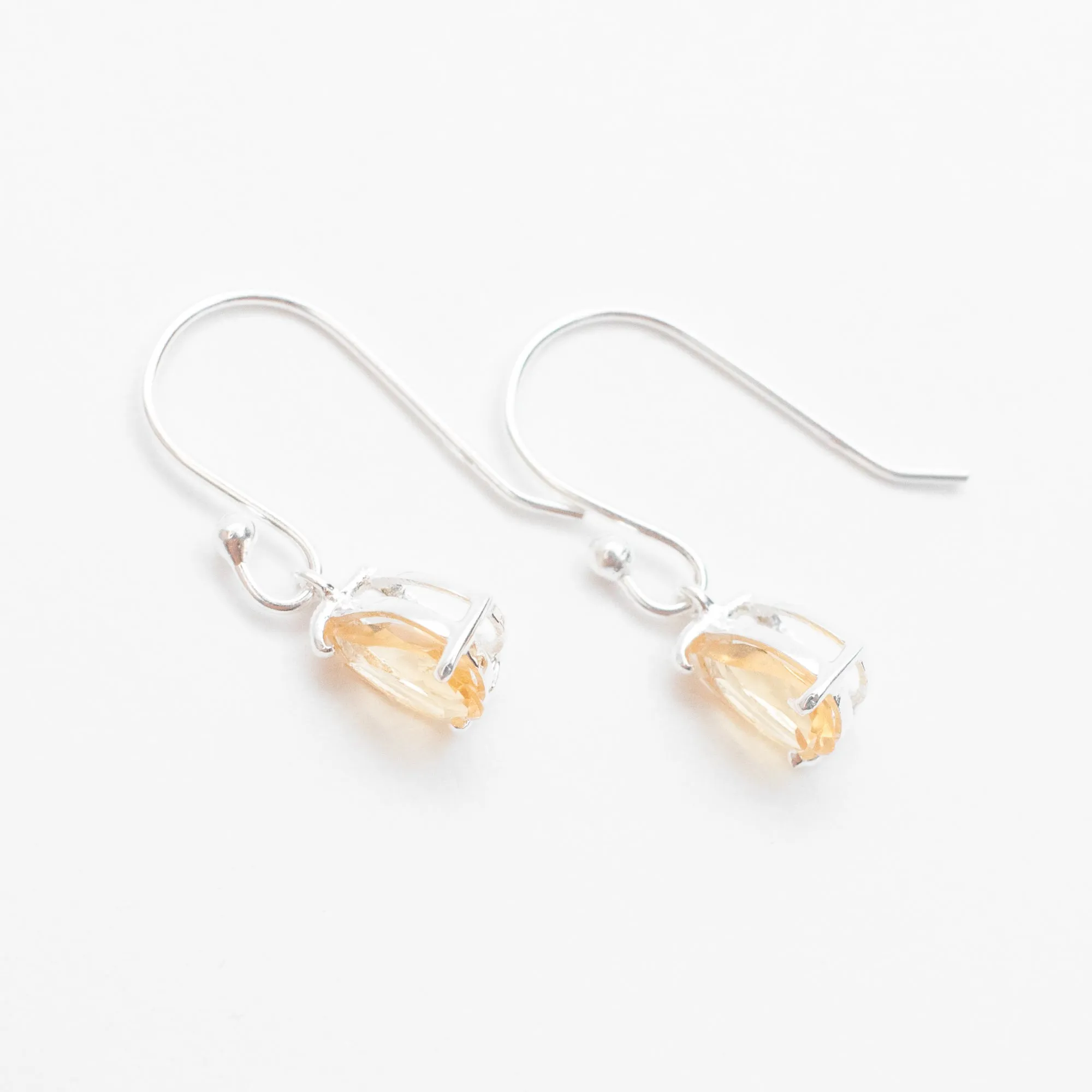 Silver Citrine Teardrop Earrings