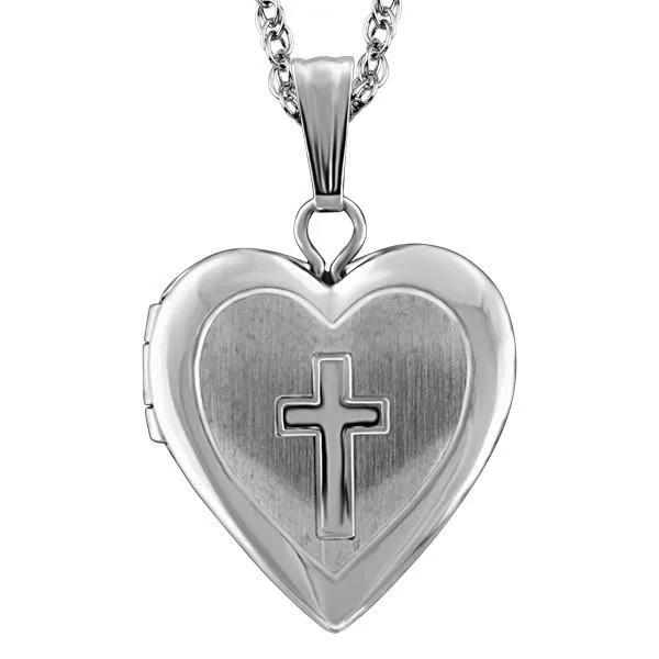 Silver Heart & Cross Locket