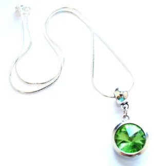 Silver Plated 'August Birthstone' Peridot Coloured Crystal Pendant Necklace