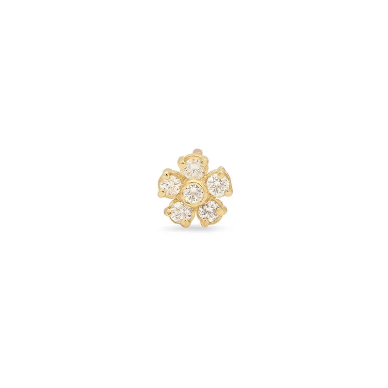 Single Diamond Flower Stud