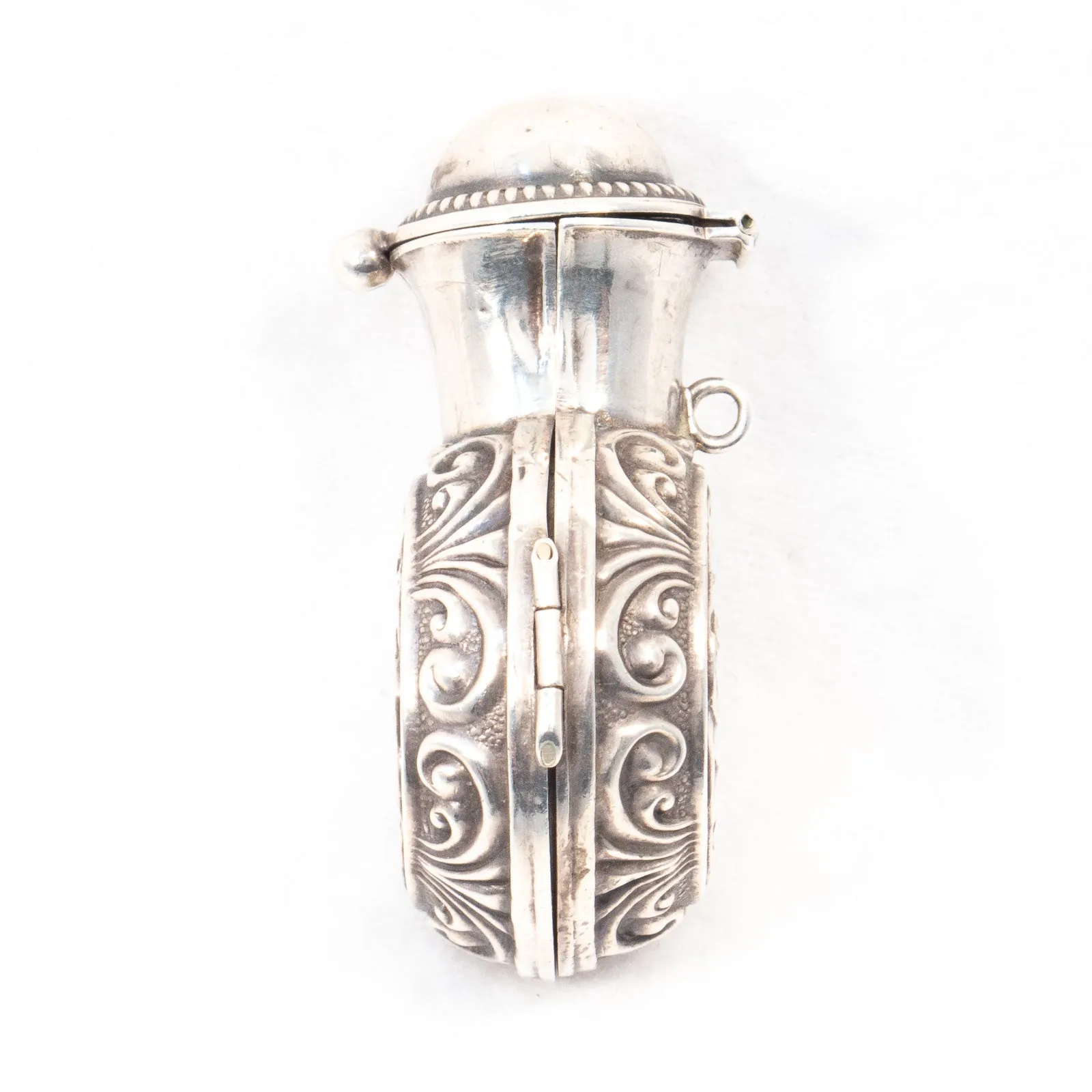 Sterling Silver Scent Bottle Flask Case with Glass Bottle by Crisford and Norris