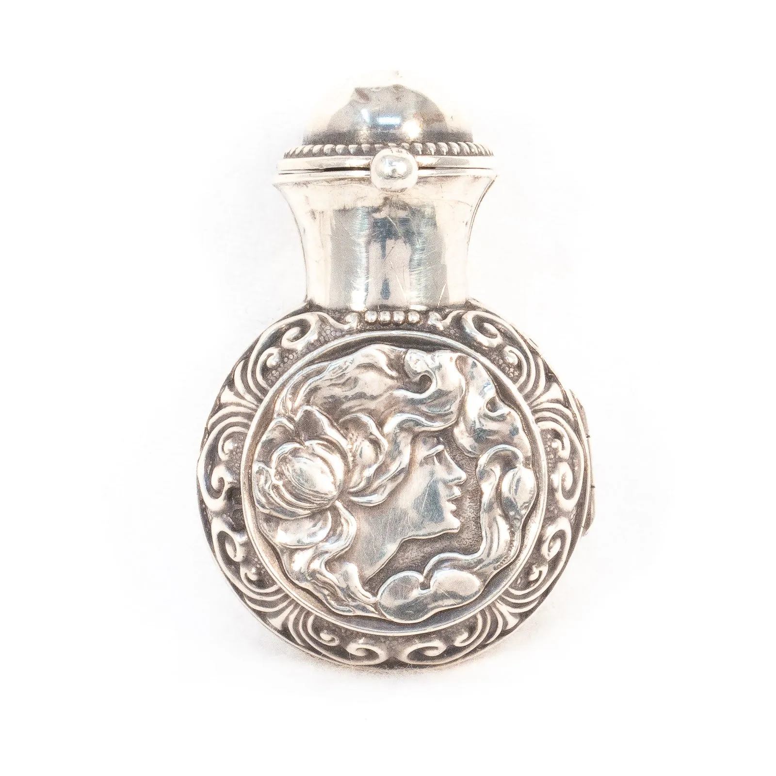 Sterling Silver Scent Bottle Flask Case with Glass Bottle by Crisford and Norris
