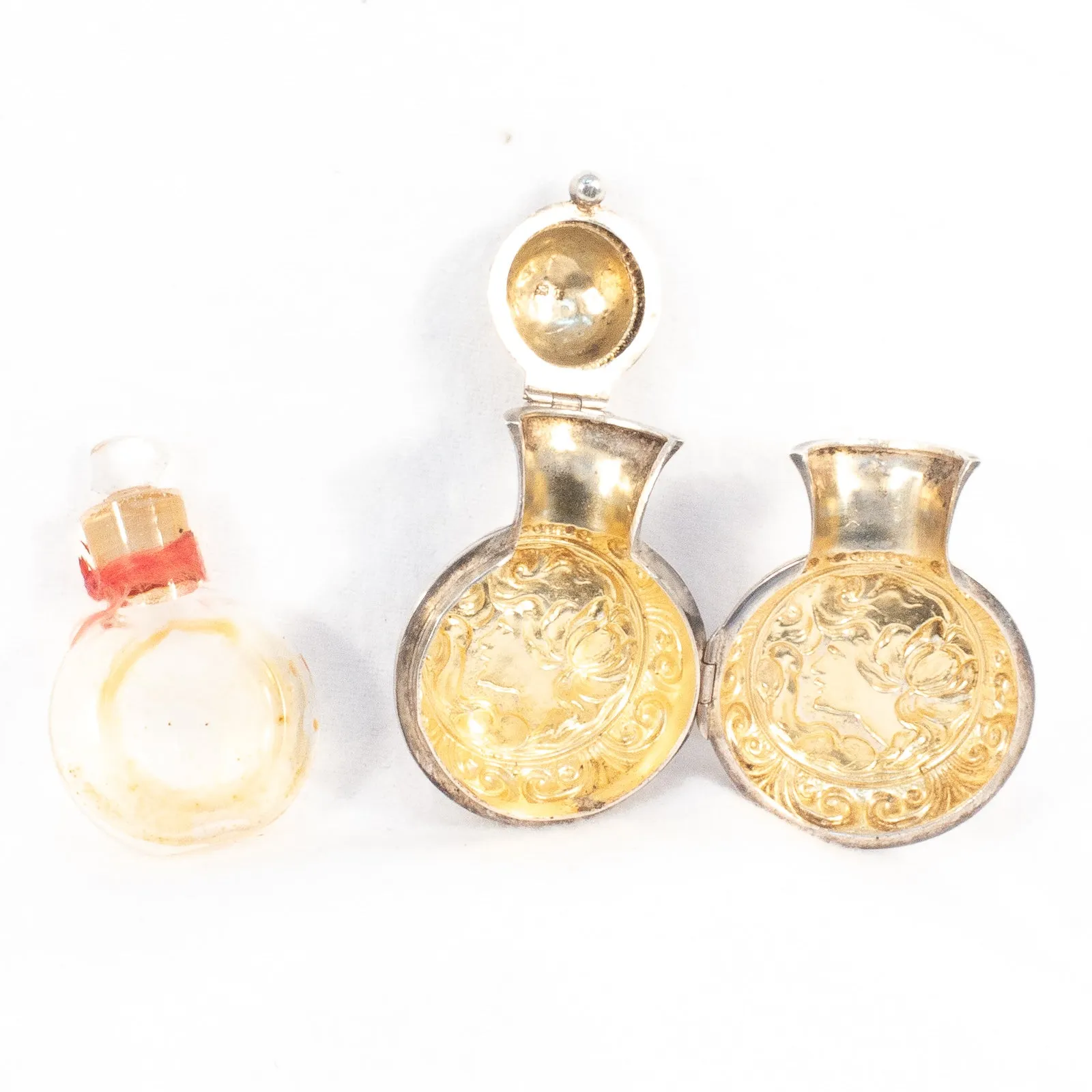 Sterling Silver Scent Bottle Flask Case with Glass Bottle by Crisford and Norris