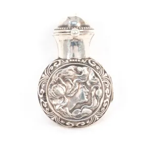 Sterling Silver Scent Bottle Flask Case with Glass Bottle by Crisford and Norris