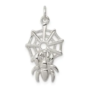 Sterling Silver Spider on Web Charm Pendant