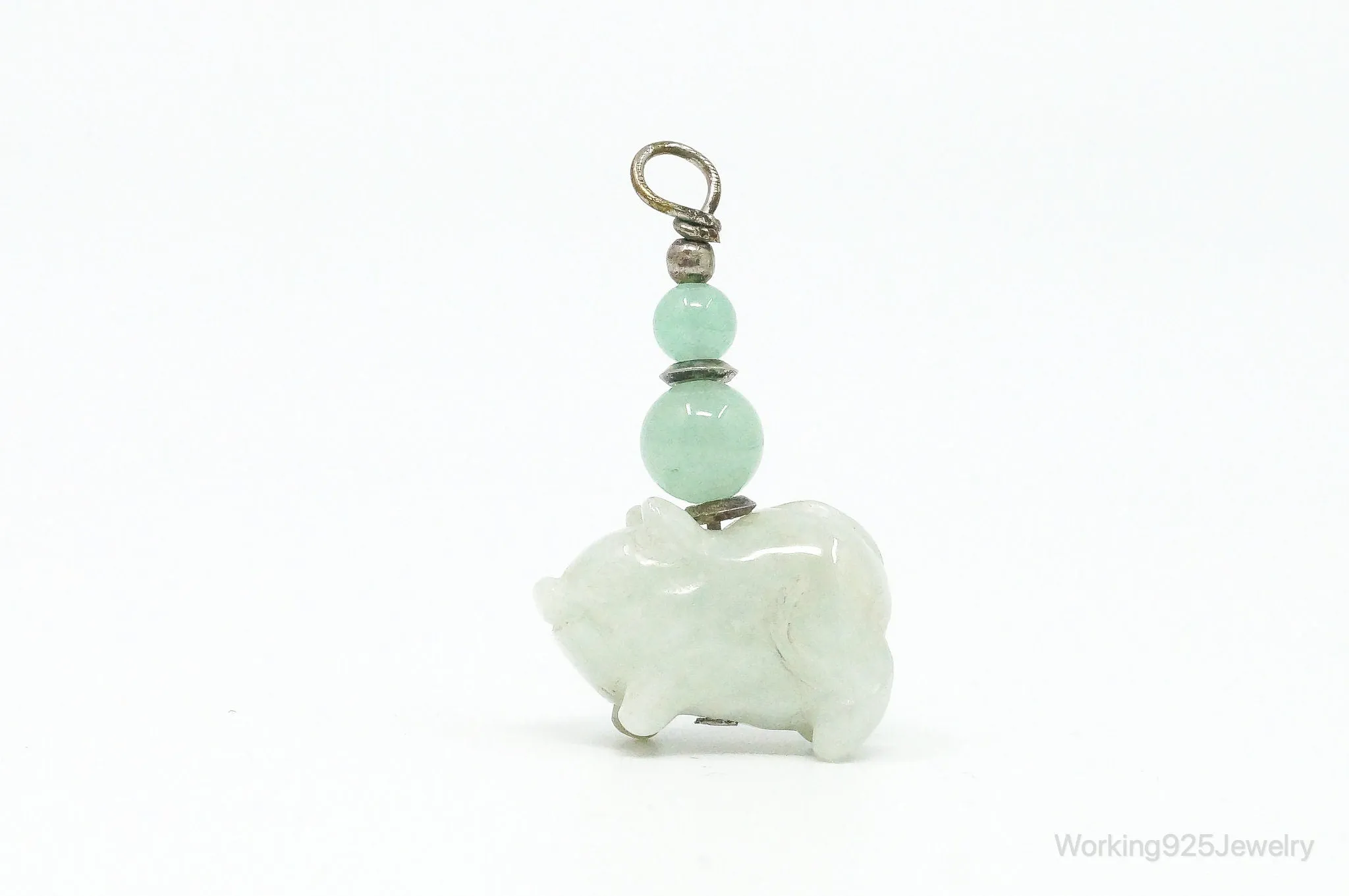 Vintage Carved Pig Jade Pendant