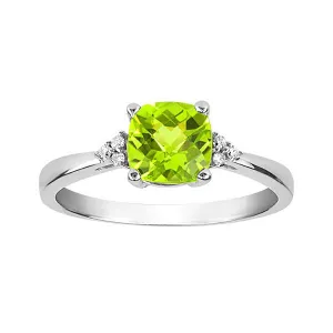 White Gold Diamond And Peridot Ring