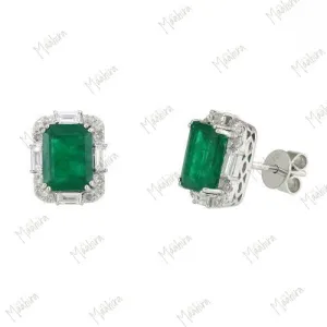 White Gold Emerald Studs